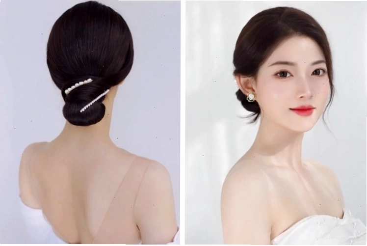 Búi tóc thấp kiểu cô dâu xinh xắn