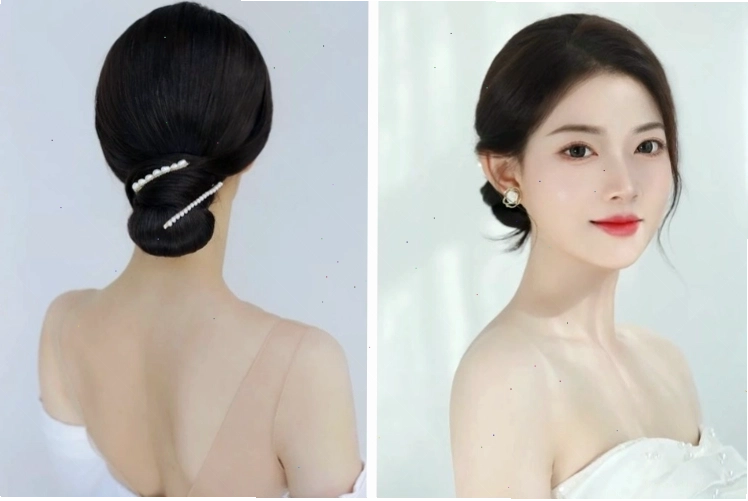Búi tóc thấp kiểu Hàn Quốc cho cô dâu