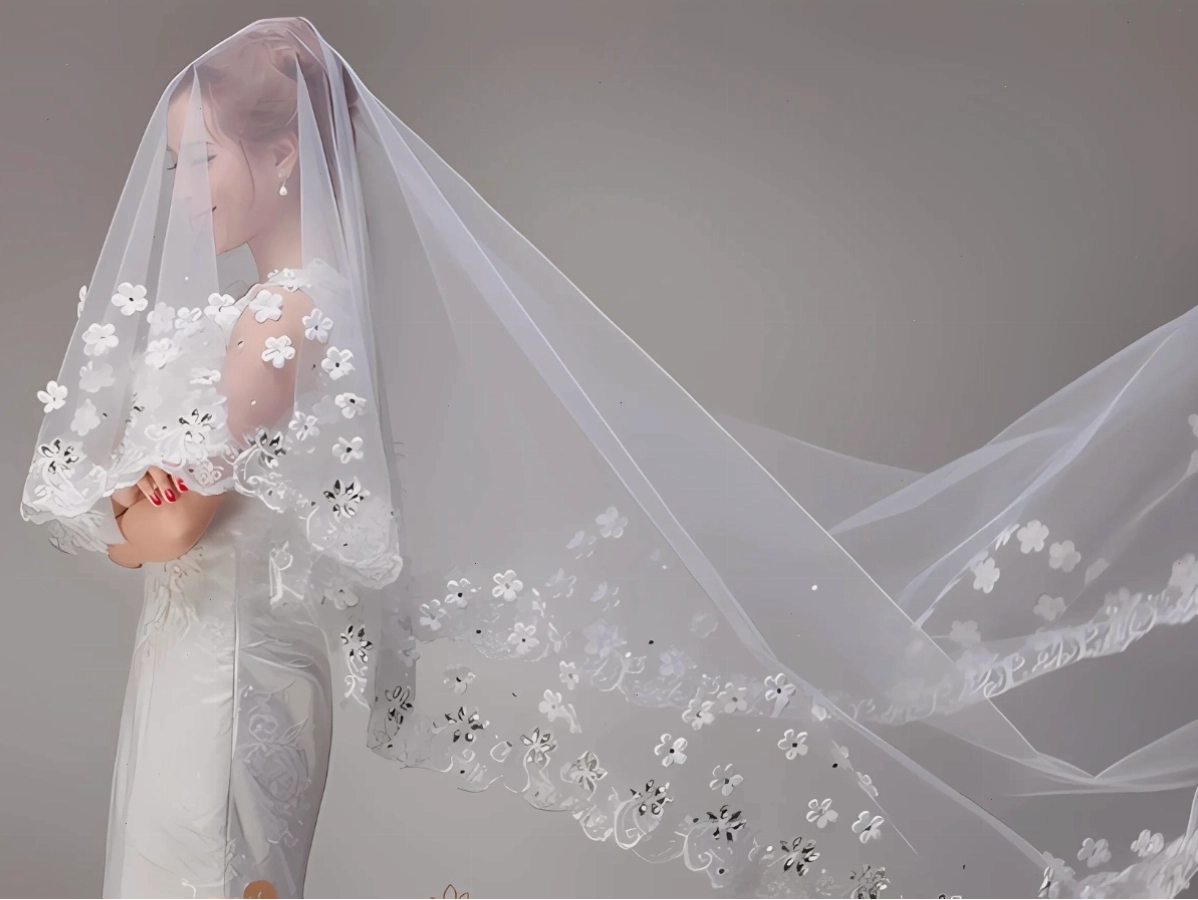 Các mẫu khăn đội đầu cô dâu đa dạng