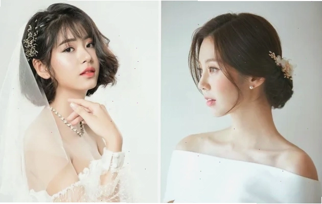 Cô dâu tóc ngắn xinh xắn với kiểu tóc buông xõa tự nhiên kết hợp vòng hoa tươi