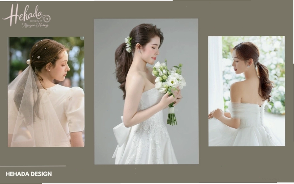 Kiểu tóc cô dâu đẹp búi thấp đơn giản
