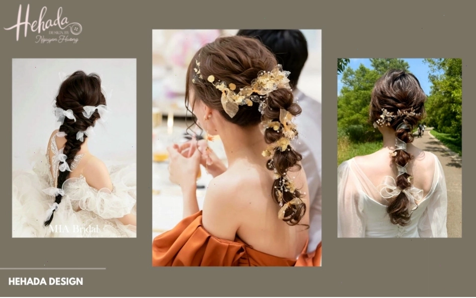 Kiểu tóc cô dâu thắt bím tết đuôi cá xoắn tạo vẻ đẹp mềm mại và quyến rũ