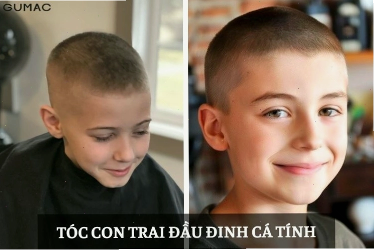 Kiểu tóc đầu đinh ngắn gọn gàng và cá tính cho bé trai năng động