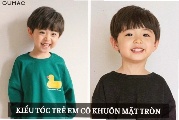 Kiểu tóc đầu nấm cho bé trai mặt tròn