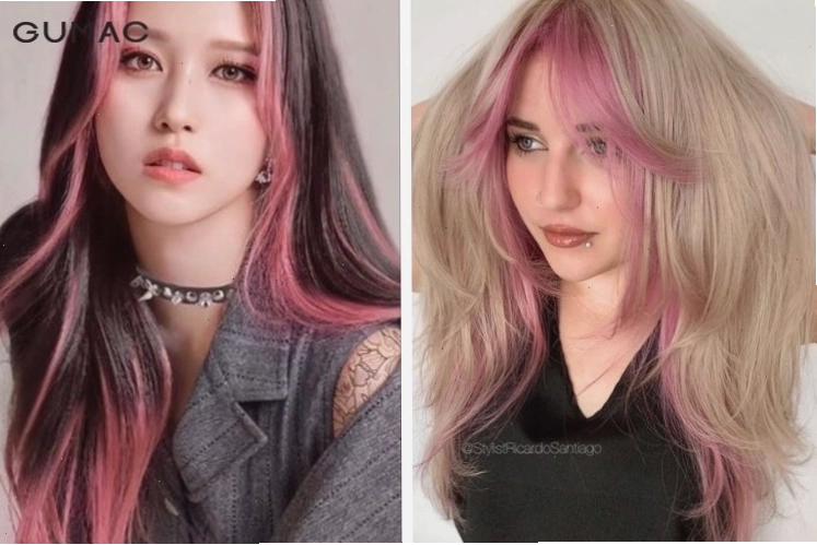Kiểu tóc highlight màu hồng pastel nữ tính