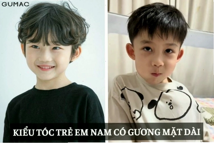 Kiểu tóc nam cho trẻ em có khuôn mặt dài với mái tóc thẳng tự nhiên