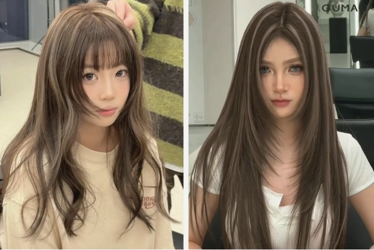 Kiểu tóc nhuộm highlight sợi nhỏ tinh tế
