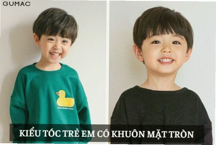 Kiểu tóc trẻ em nam cho bé mặt tròn với tóc đầu nấm và tóc vuốt dựng