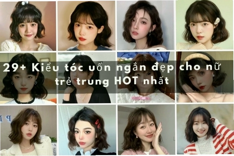 Kiểu tóc uốn ngắn cụp đuôi thanh lịch