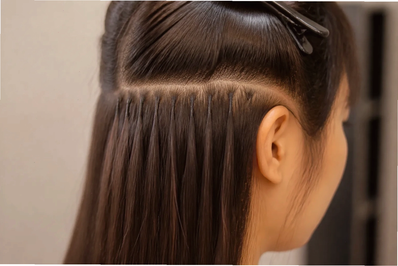 Kỹ thuật nối tóc keratin hạt với mối nhỏ, tự nhiên