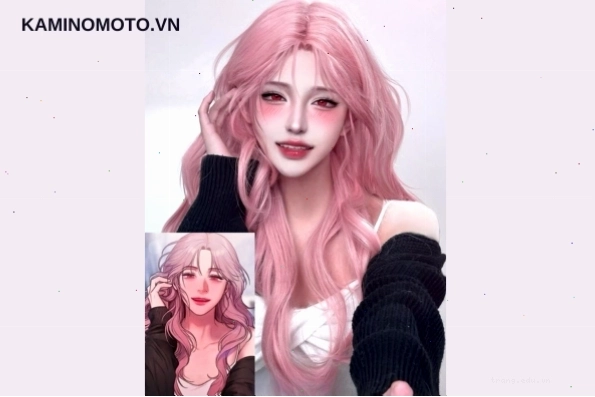 Nhân vật anime với mái tóc xoăn dài quyến rũ và sang trọng