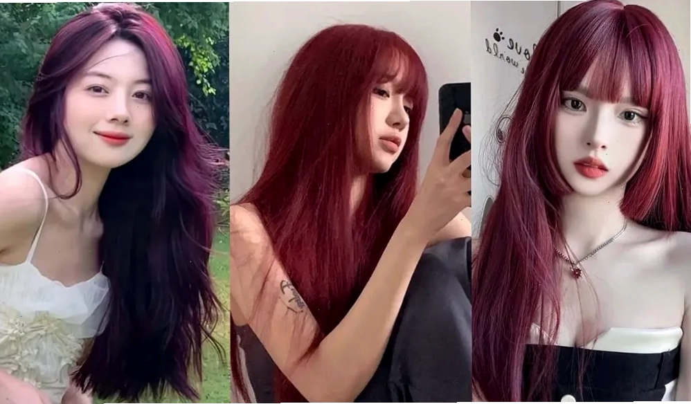 Nhuộm đuôi tóc màu đỏ highlight tạo điểm nhấn tinh nghịch