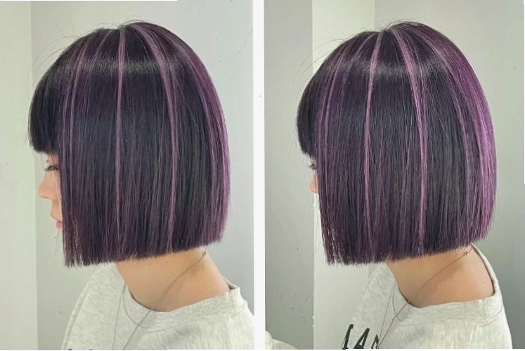 Nhuộm tóc highlight màu nâu tím độc đáo