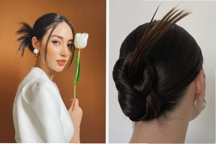 Tết tóc một phần rồi buộc đuôi ngựa kiểu Pháp đơn giản đi học