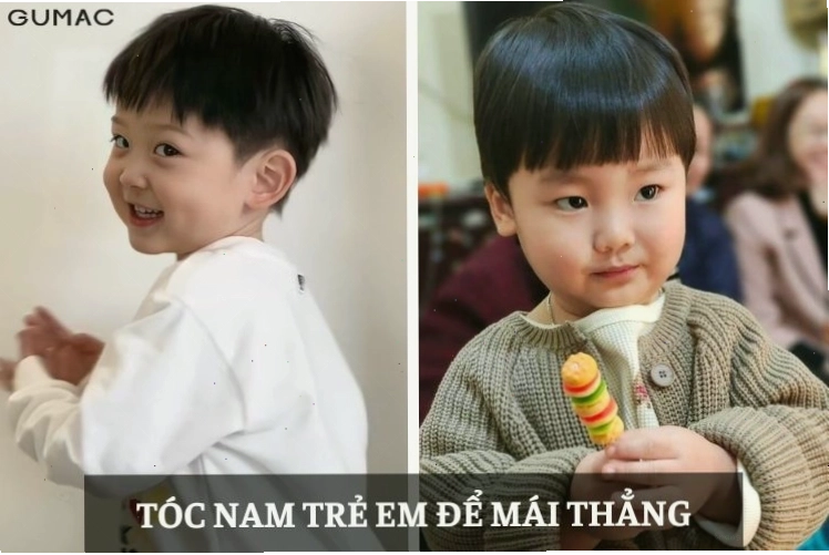 Tóc bé trai để mái thẳng tạo vẻ ngoài dễ thương và thanh tú