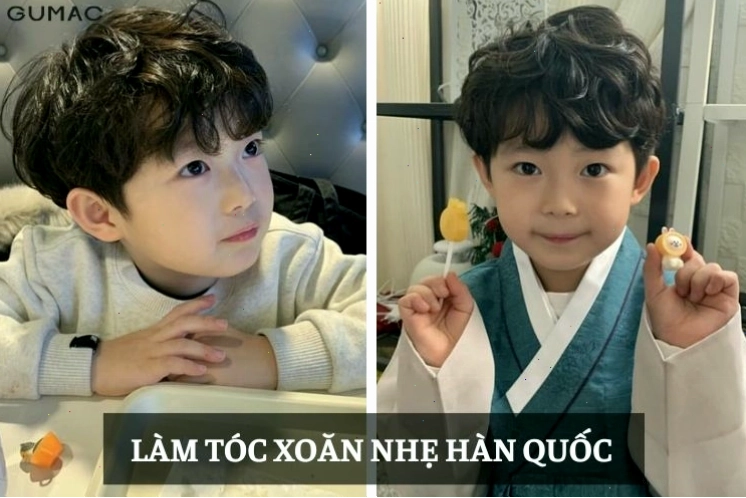 Tóc bé trai xoăn nhẹ phong cách Hàn Quốc