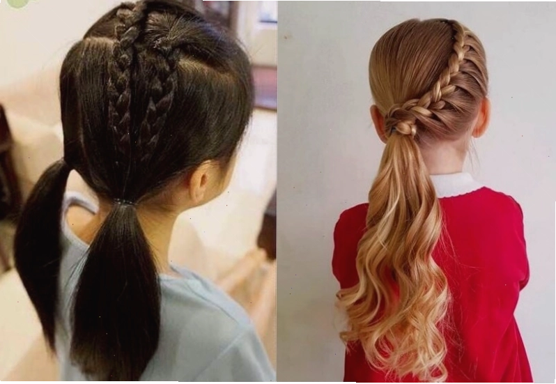 Tóc cột cao hai bên năng động cho bé gái