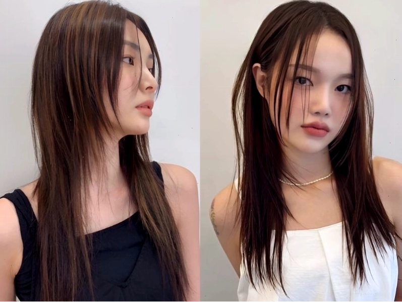 Tóc mullet layer nữ thẳng