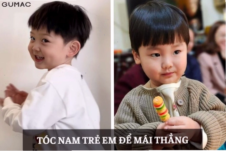 Tóc nam trẻ em để mái thẳng gọn gàng