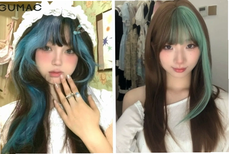Tóc nâu móc light màu xanh mint cá tính